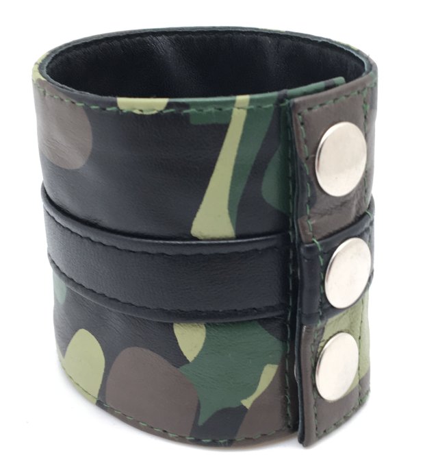 Poignet bracelet de force en cuir - Camouflage -  avec zip