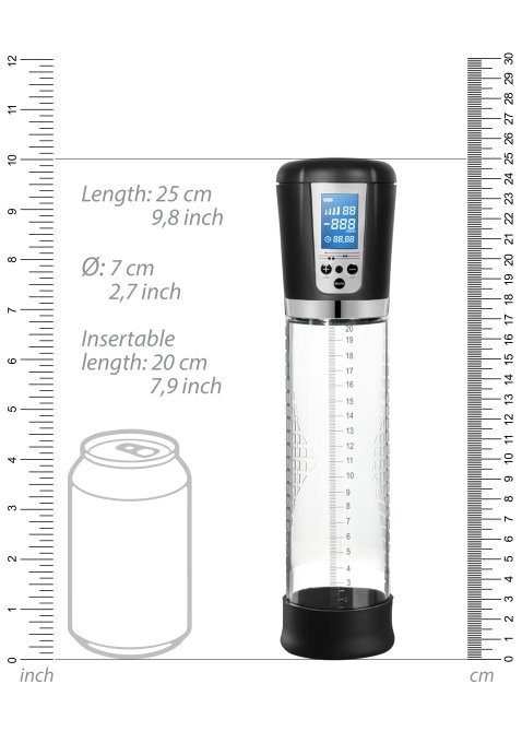 Pompe automatique pour pénis avec écran LCD 20 x 6cm