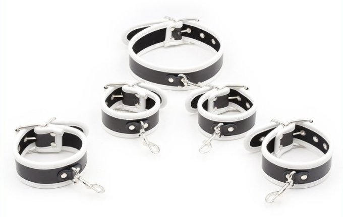 Set de restriction Collier et menottes Noir-Blanc