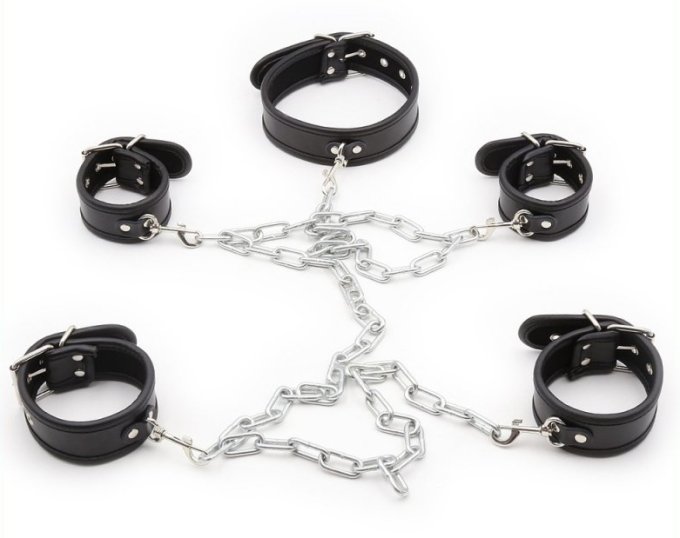 Set de restriction Collier et Menottes Noir