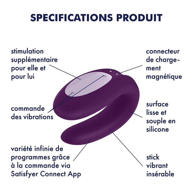 Stimulateur connecté Double Joy Satisfyer Mauve