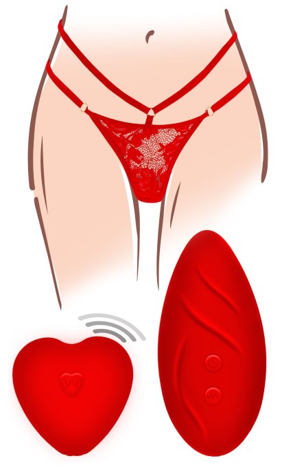 Stimulateur de clitoris avec culotte dentelle Divine Panty Rouge