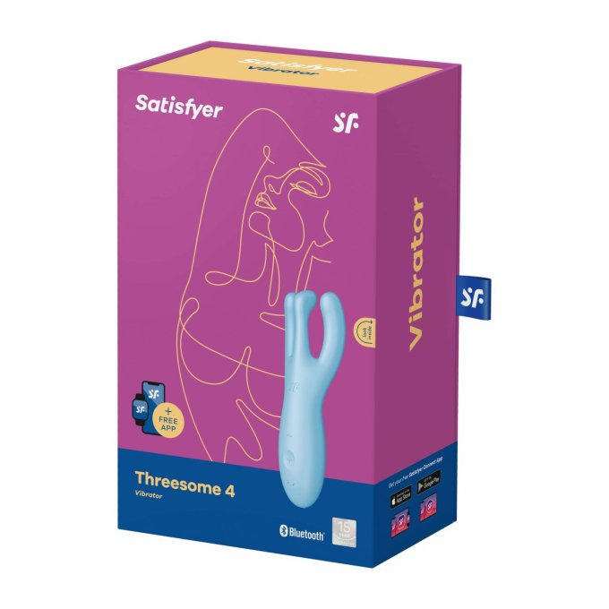 Stimulateur de clitoris connecté Threesome 4 14cm Tiurquoise