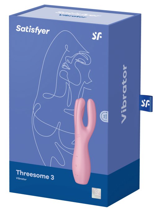 Stimulateur de clitoris Threesome 3 Satisfyer 14cm Rose