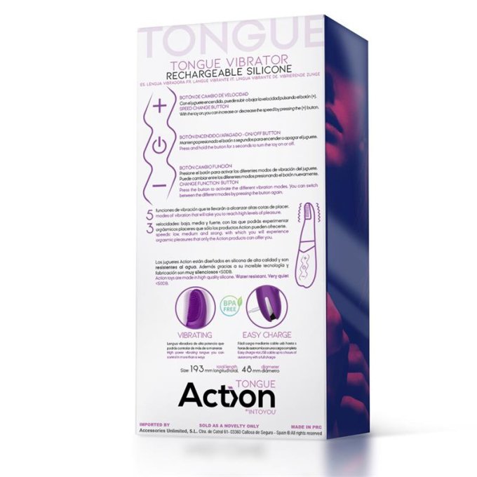 Stimulateur de clitoris Tongue Vibrator 19cm Violet