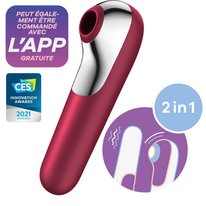 Stimulateur de clitoris + Vibromasseur Dual Love Rouge