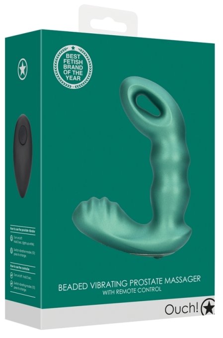 Stimulateur de prostate Beaded 10 x 3.5cm Vert métallisé