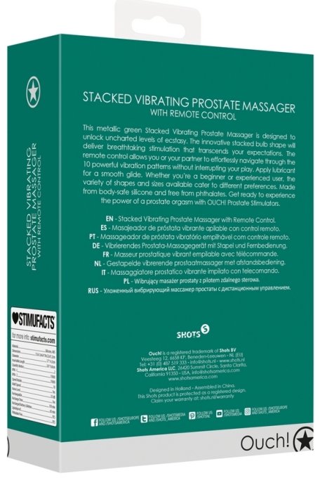 Stimulateur de prostate Stacked 10 x 3.6 cm Vert métallisé