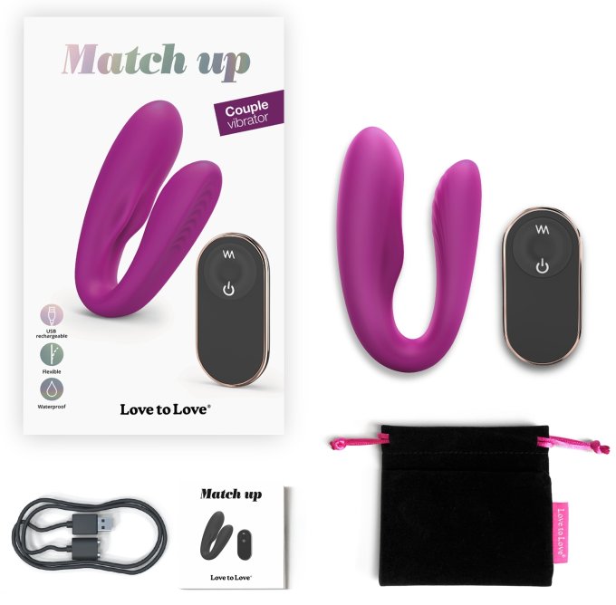 Stimulateur vibrant pour couple Match Up Love to Love Fuchsia