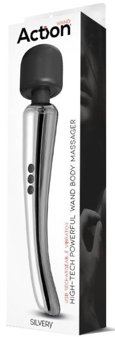 Stimulateur Wand Silvery 30 cm - Tête 55 mm Argenté