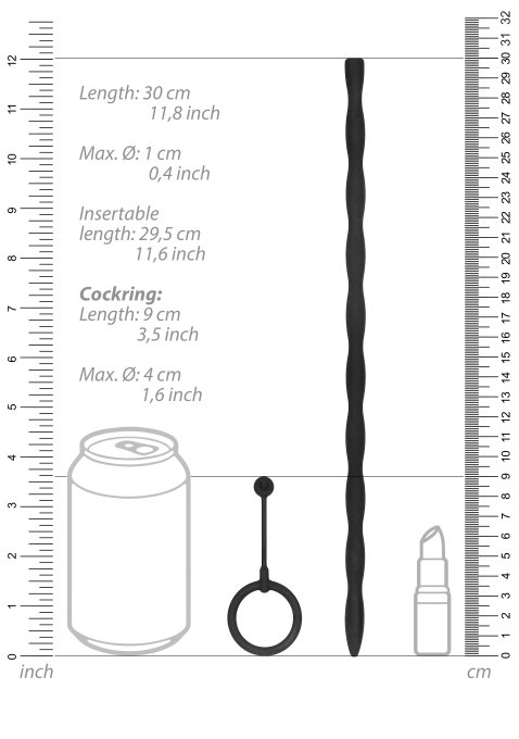 Tige pour urètre en Silicone 29cm - 10mm