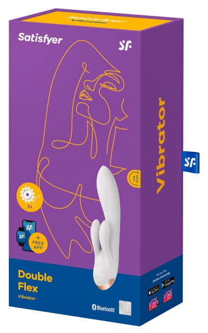 Vibro Rabbit connecté Double Flex Satisfyer 20cm Blanc