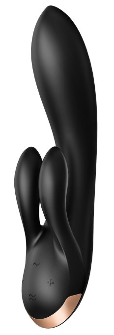 Vibro Rabbit connecté Double Flex Satisfyer 20cm Noir