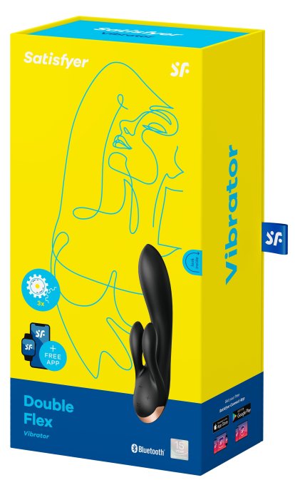 Vibro Rabbit connecté Double Flex Satisfyer 20cm Noir