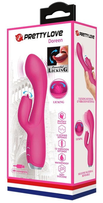 Vibro Rabbit Licking Doreen Pretty Love 12 x 3.8 cm Rose