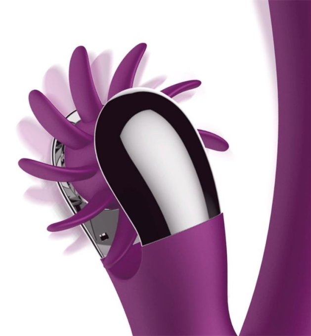 Vibro Rabbit Rotating Double 10 x 3.5cm Violet