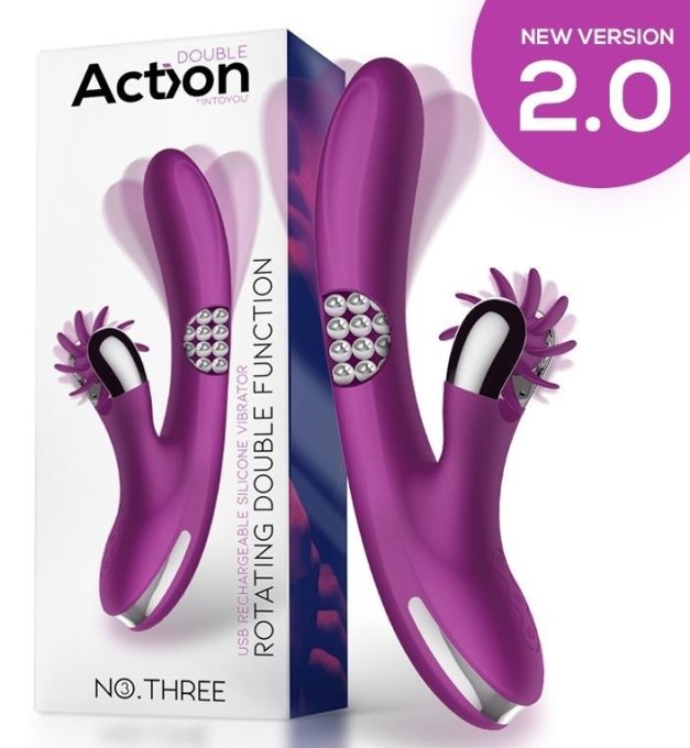 Vibro Rabbit Rotating Double 10 x 3.5cm Violet