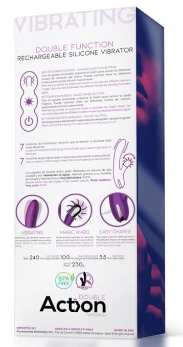 Vibro Rabbit Vibrating Double 10 x 3.5cm Violet