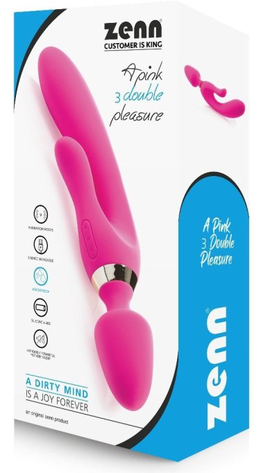 Vibro Wand Three Double 12.5 x 4cm Rose